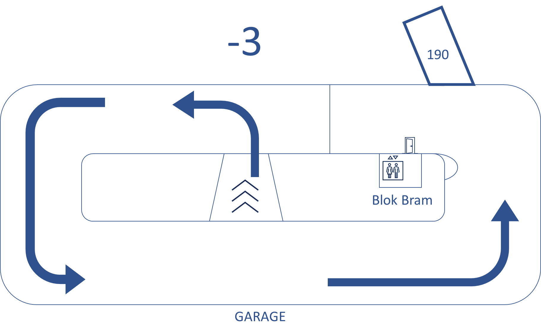 Plan garage verdieping -3 <br/> BOX 190